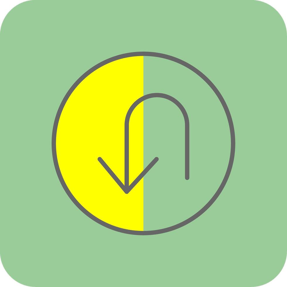 U Turn Filled Yellow Icon vector