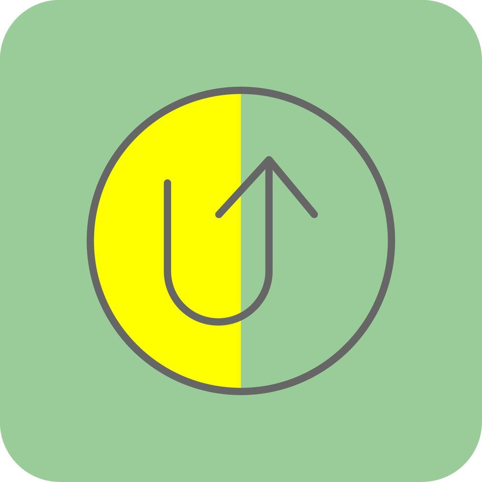 U Turn Filled Yellow Icon vector