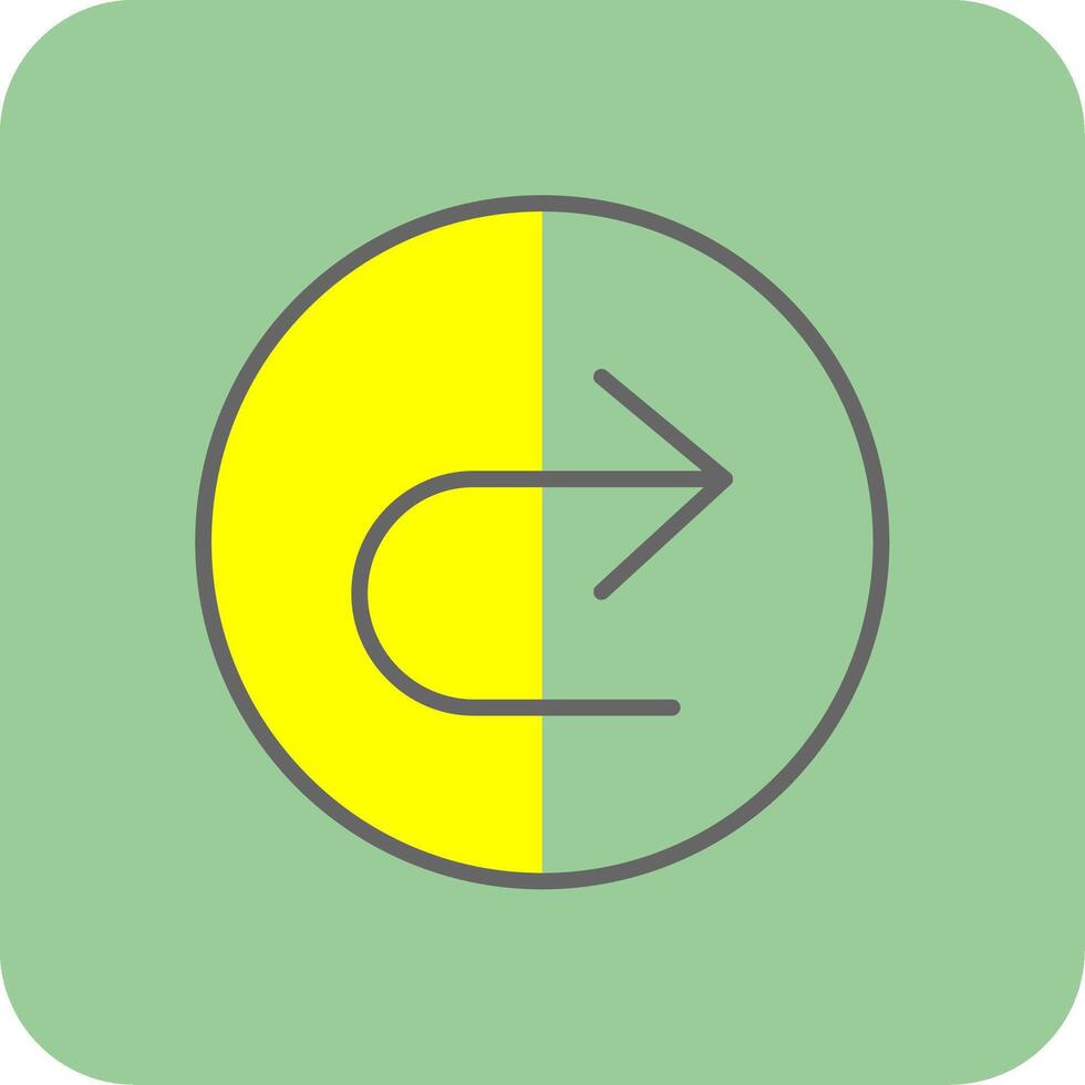 U Turn Filled Yellow Icon vector