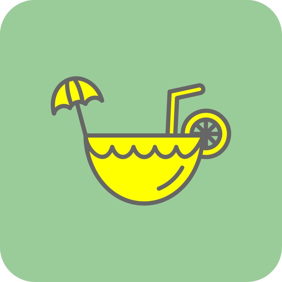 Coconut Drink Filled Yellow Icon vector