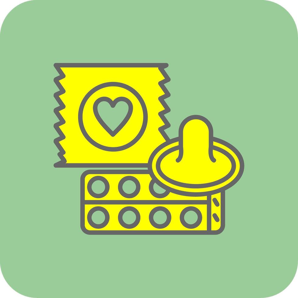 Condom Filled Yellow Icon vector
