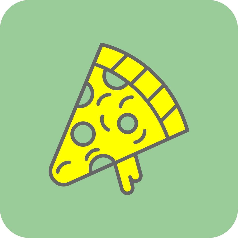 Pizza rebanada lleno amarillo icono vector