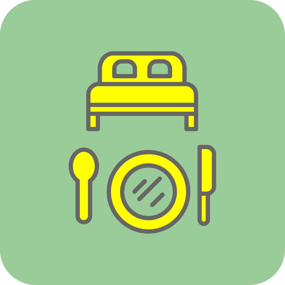 Bed And Breakfast Filled Yellow Icon vector