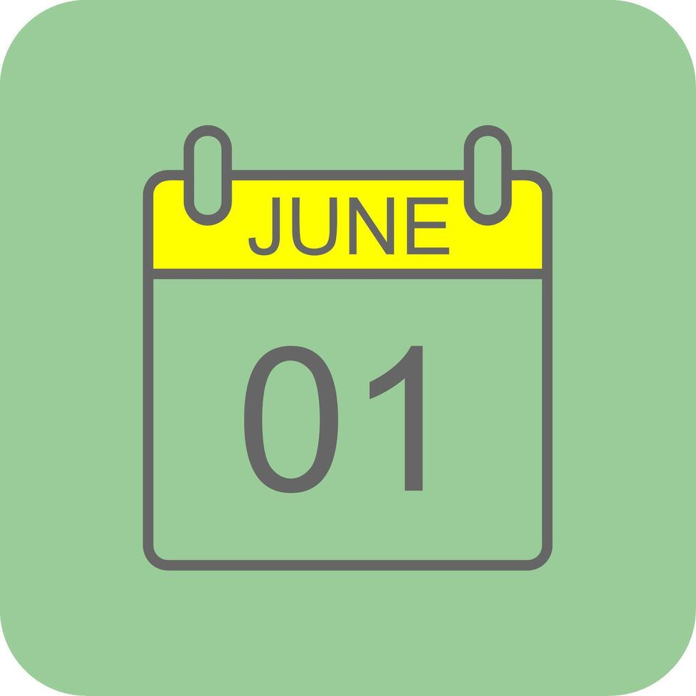 June Filled Yellow Icon vector