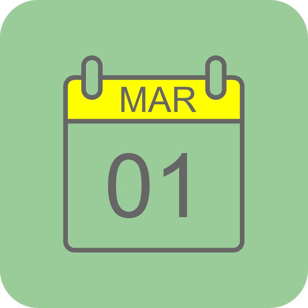 March Filled Yellow Icon vector