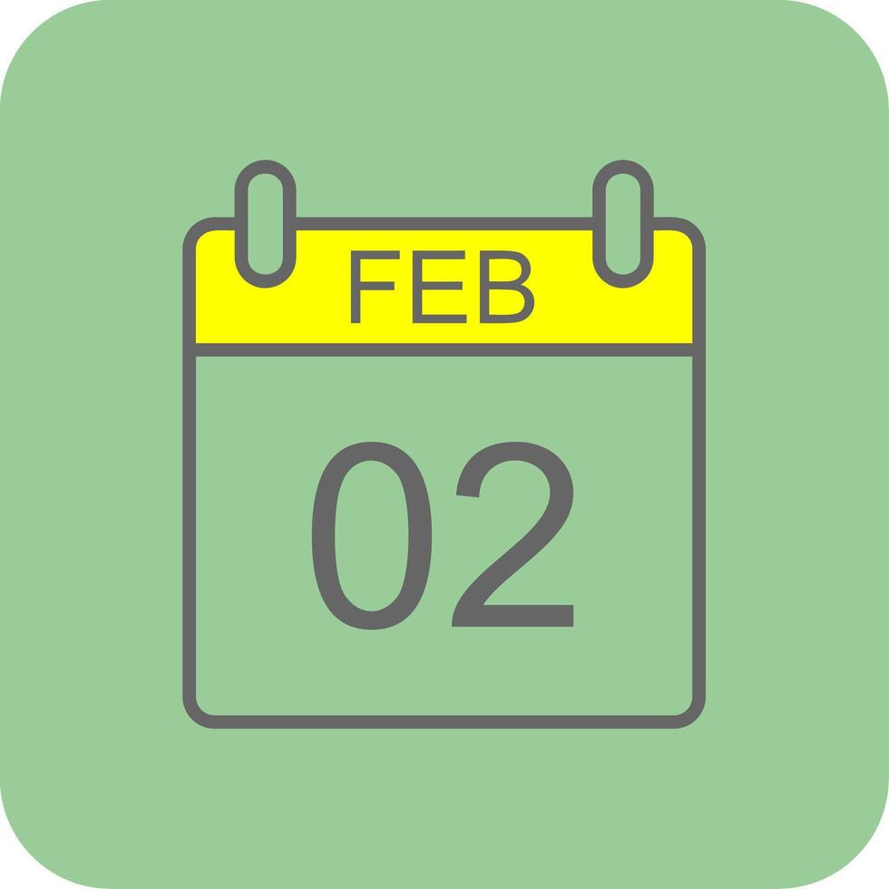 February Filled Yellow Icon vector