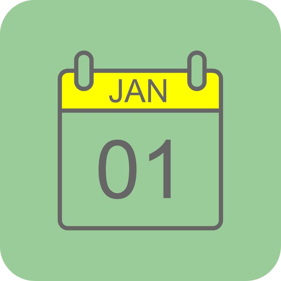 January Filled Yellow Icon vector