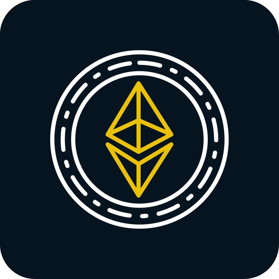 Ethereum Coin Line Red Circle Icon vector