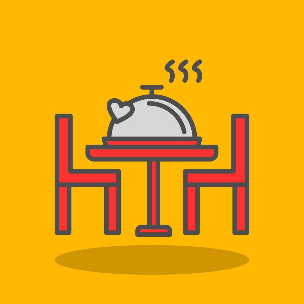 Romantic Dinner Filled Shadow Icon vector