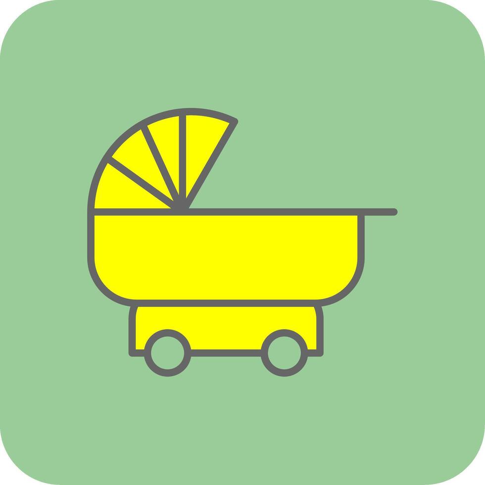 Pram Filled Yellow Icon vector