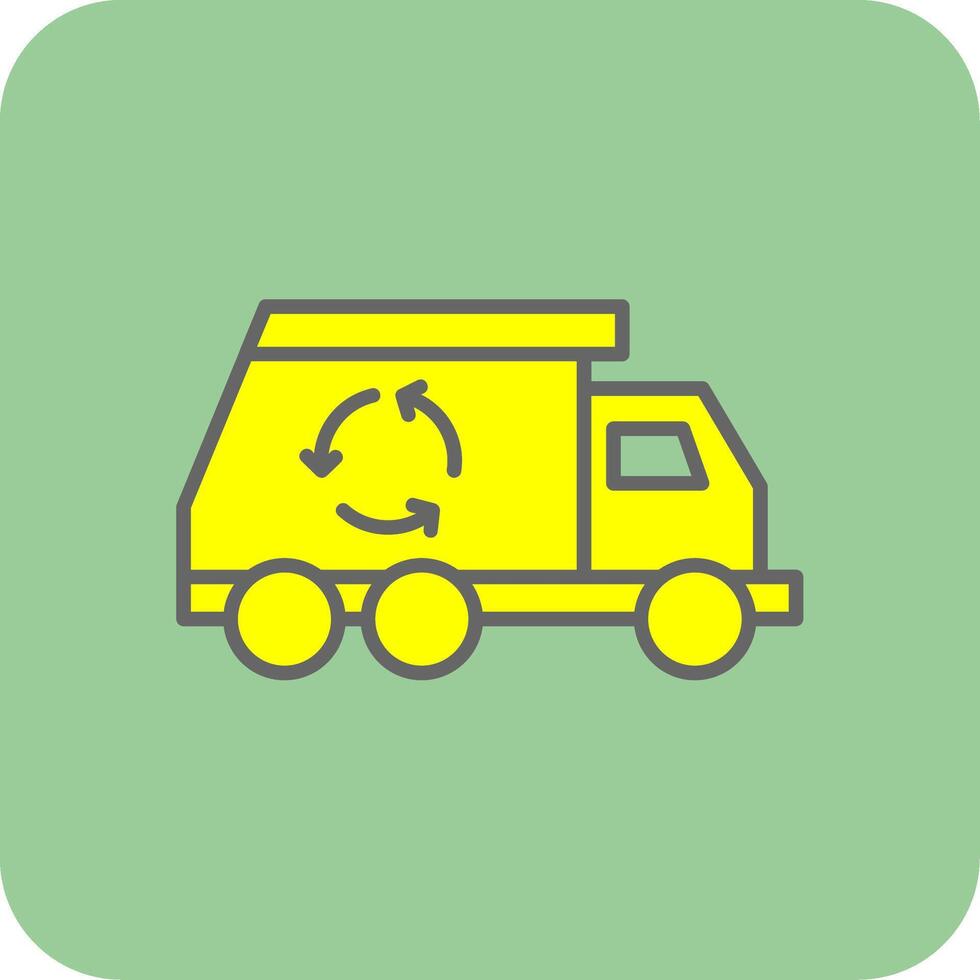 basura camión lleno amarillo icono vector