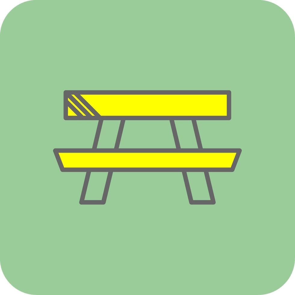 Picnic Table Filled Yellow Icon vector