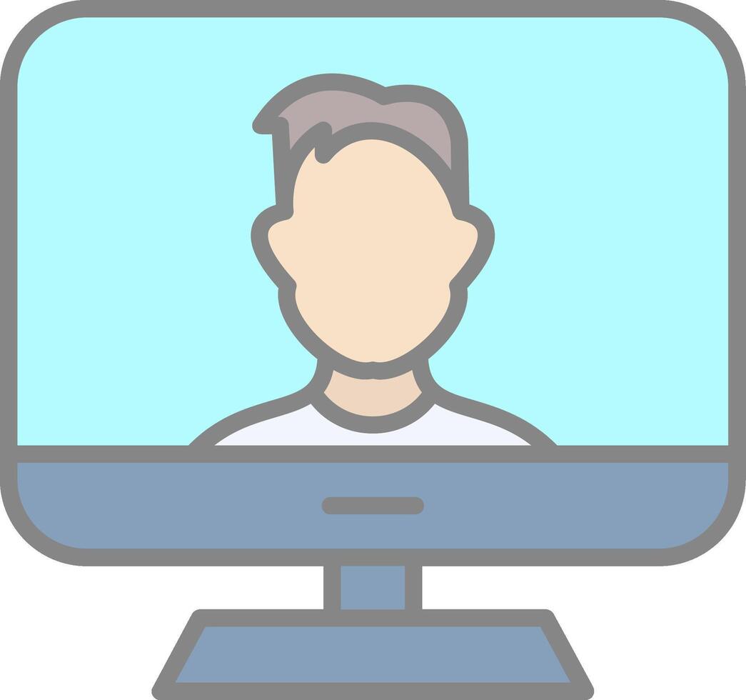 Computer Line Filled Light Icon vector