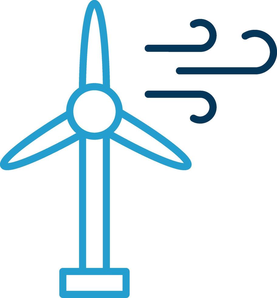 Wind Turbine Line Blue Two Color Icon vector