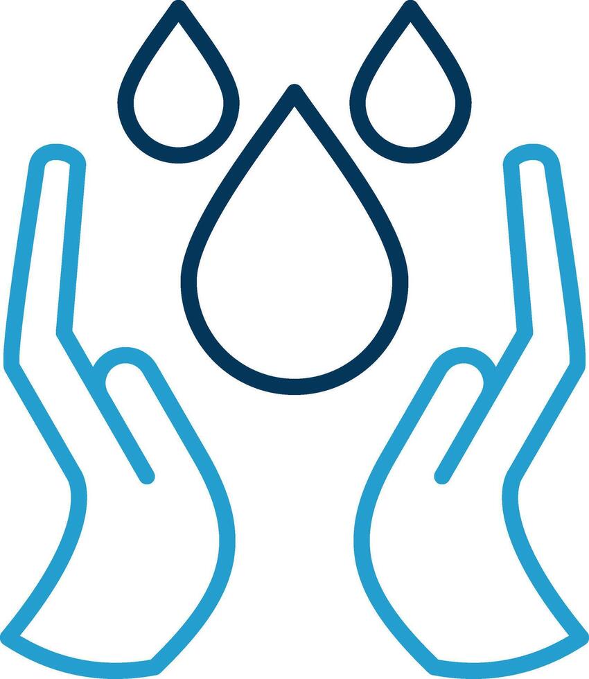Water Saving Line Blue Two Color Icon vector
