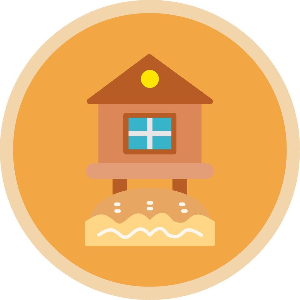 Beach Hut Flat Multi Circle Icon vector