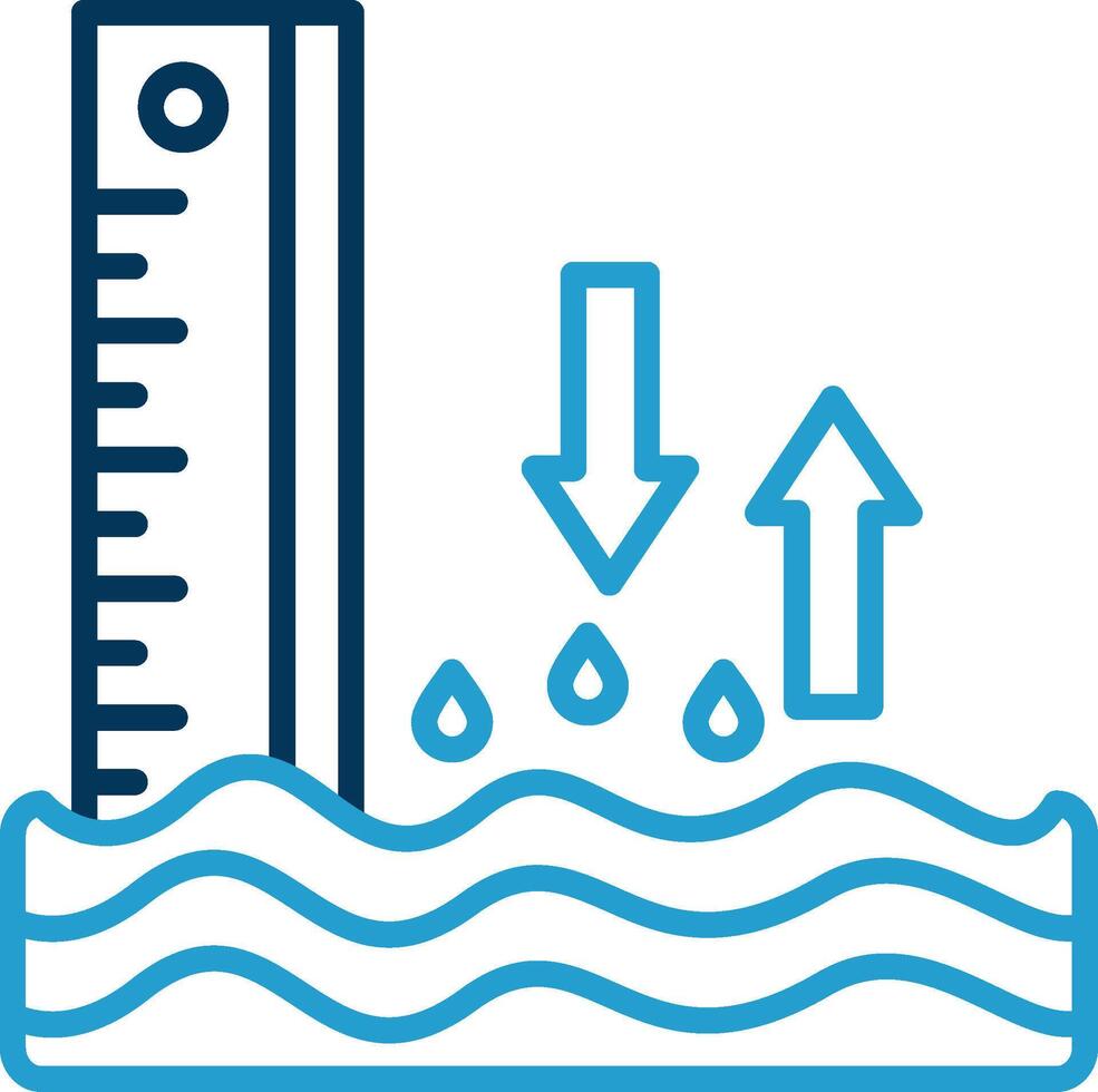 Sea Level Line Blue Two Color Icon vector