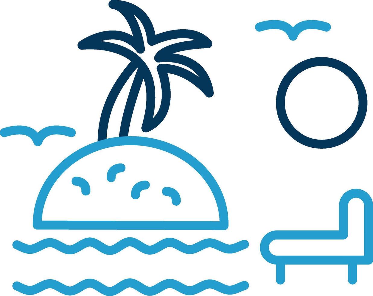 Sunset On Beach Line Blue Two Color Icon vector