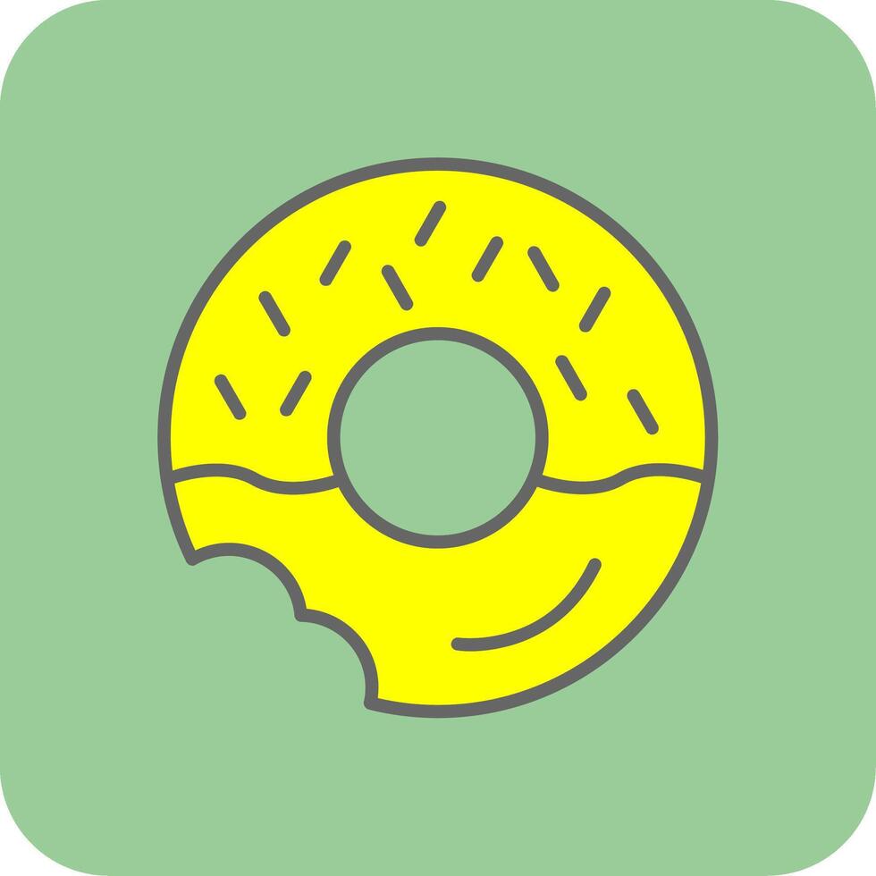 rosquilla lleno amarillo icono vector