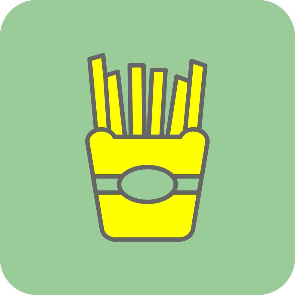 francés papas fritas lleno amarillo icono vector