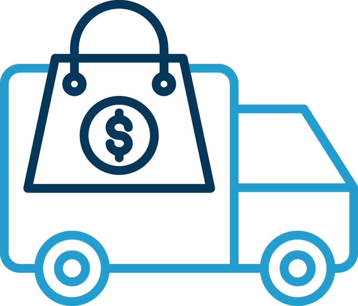 Shopping Delivery Line Blue Two Color Icon vector