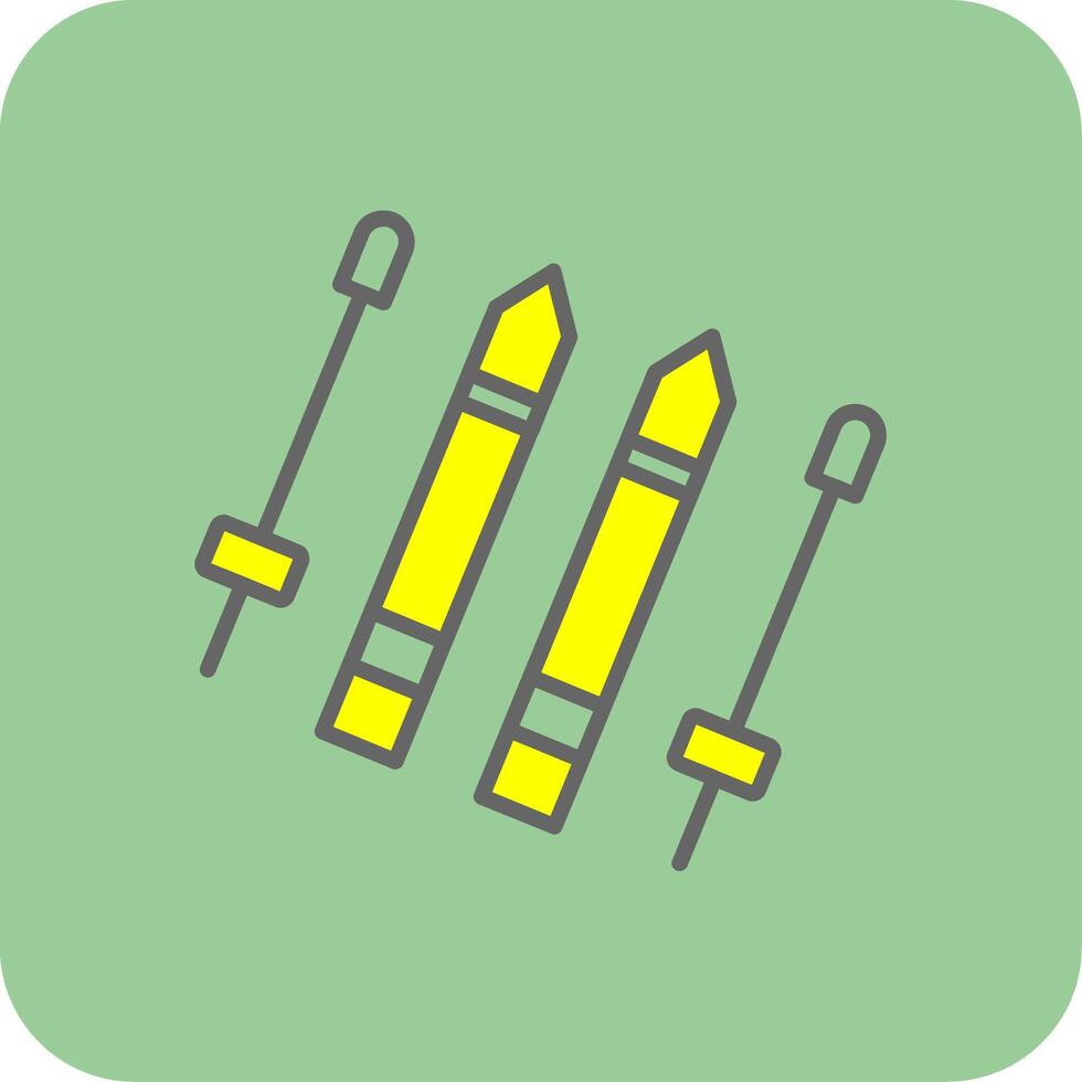 Skiing Filled Yellow Icon vector