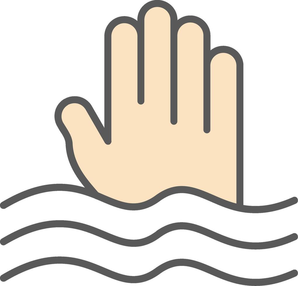 Sinking Line Filled Light Icon vector