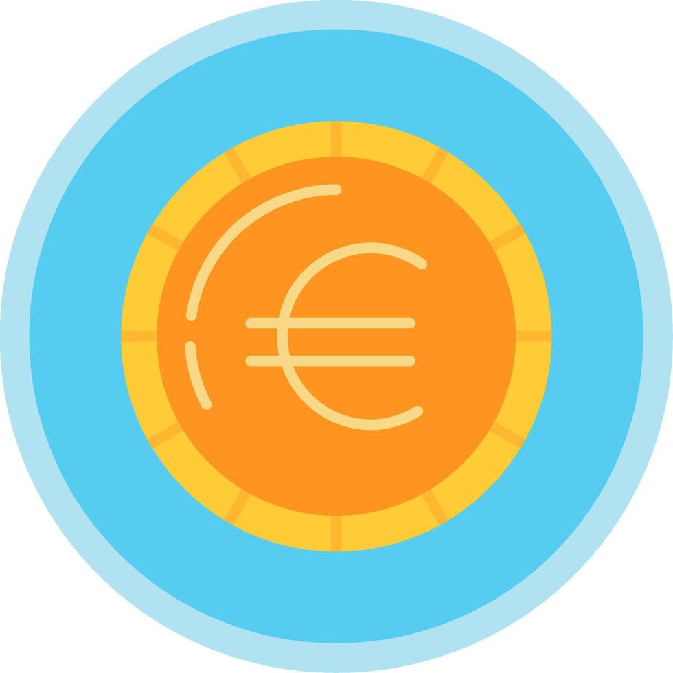Euro Coin Flat Multi Circle Icon vector
