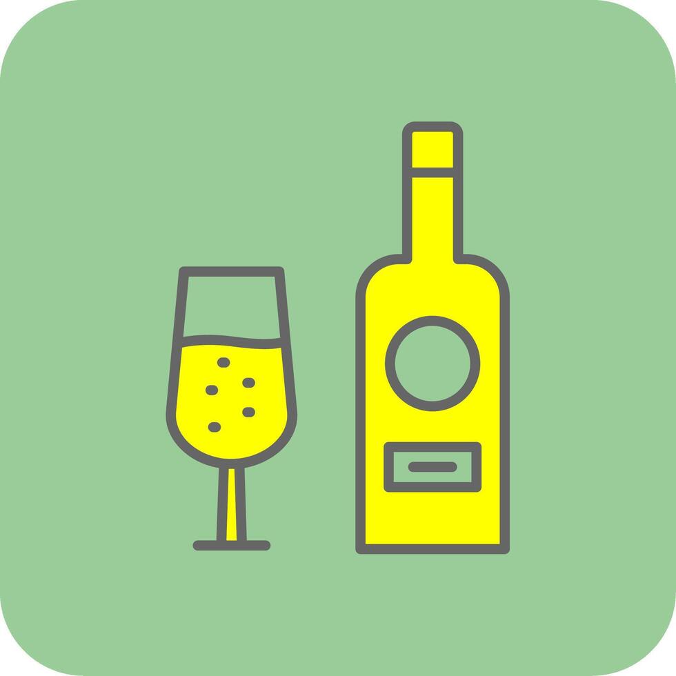 Wine Bottle Filled Yellow Icon vector