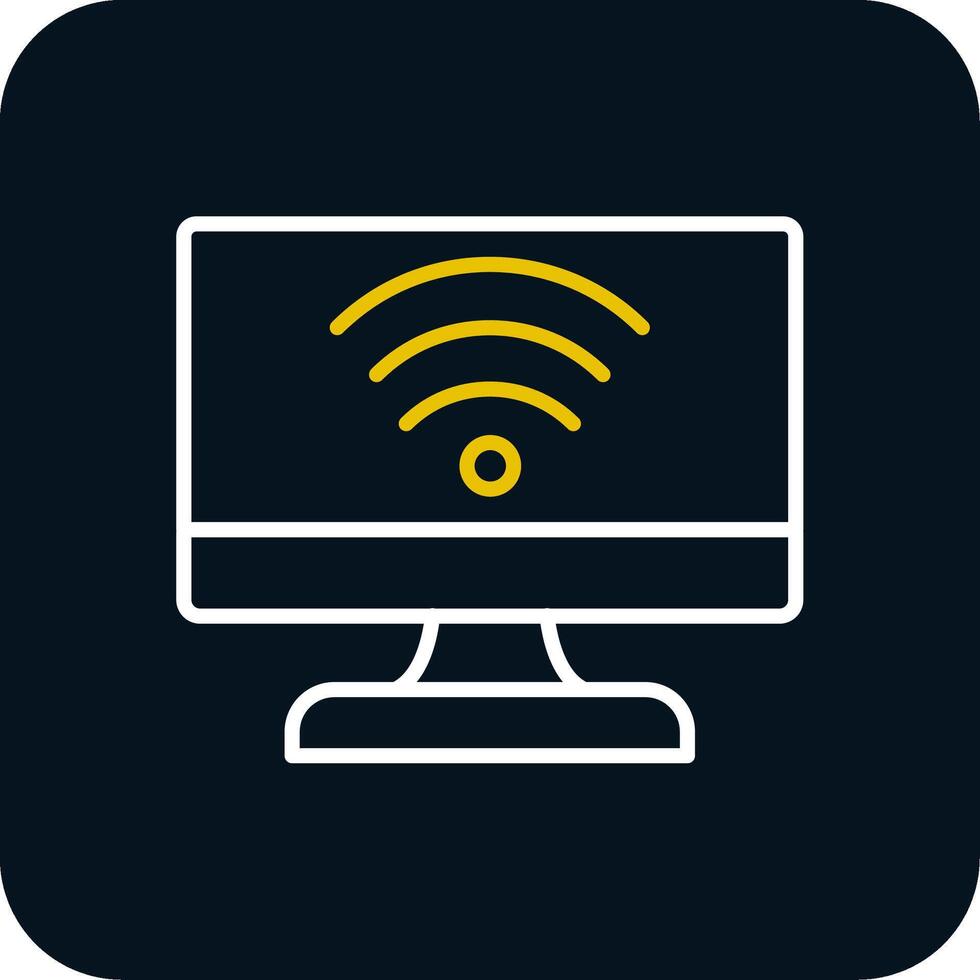 Internet Connection Line Red Circle Icon vector