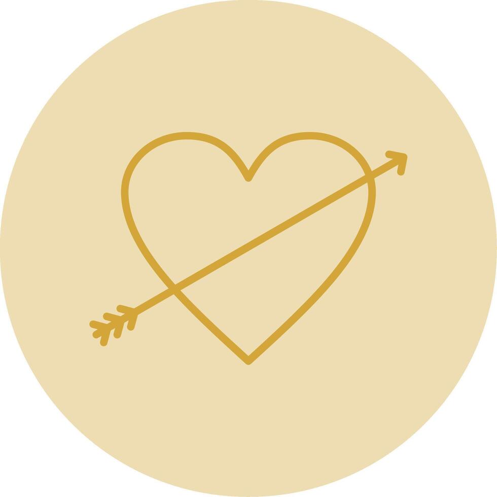 corazón línea amarillo circulo icono vector