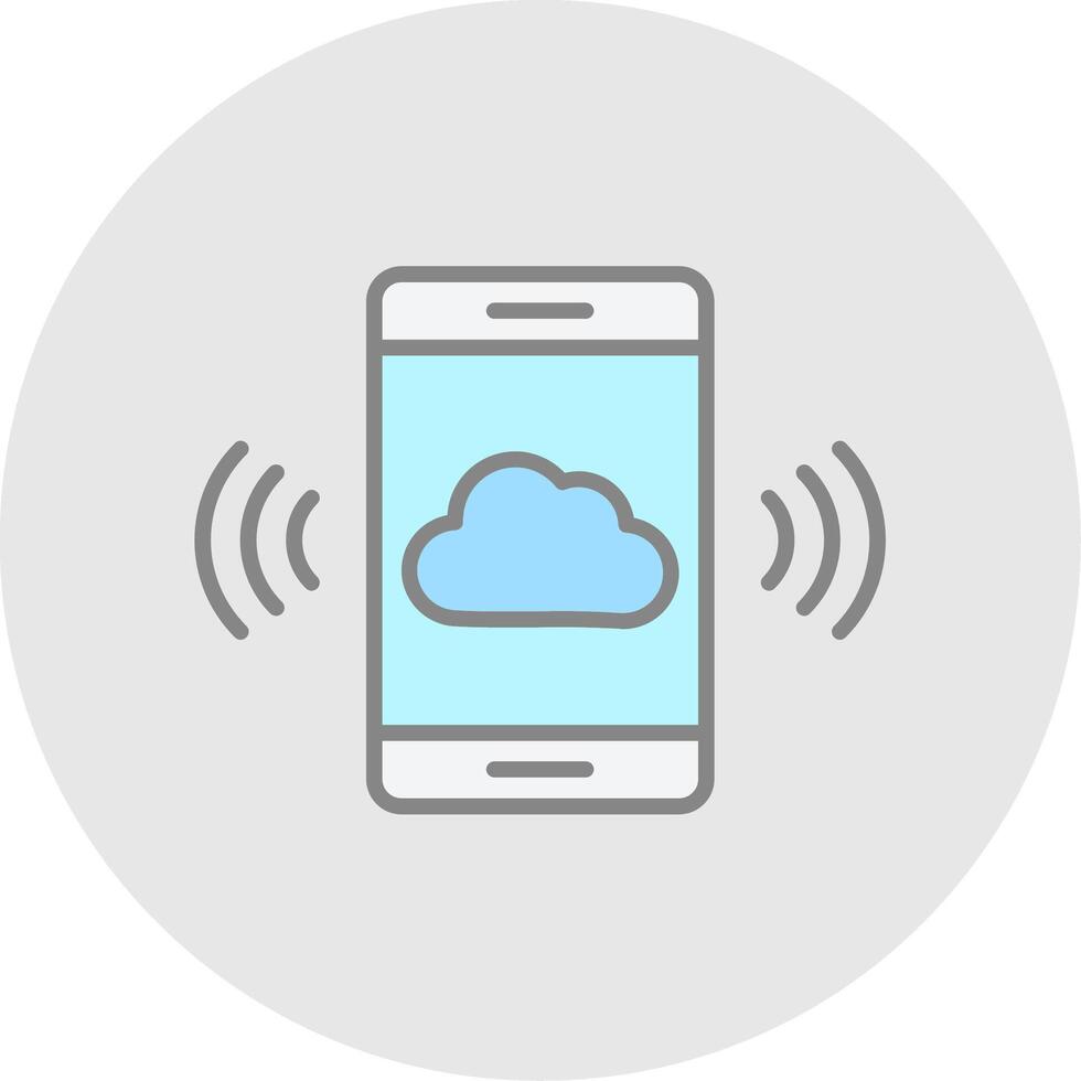 Mobile Cloud Line Filled Light Icon vector