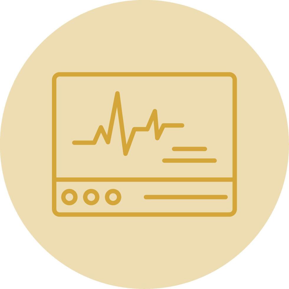 ECG Monitor Line Yellow Circle Icon vector