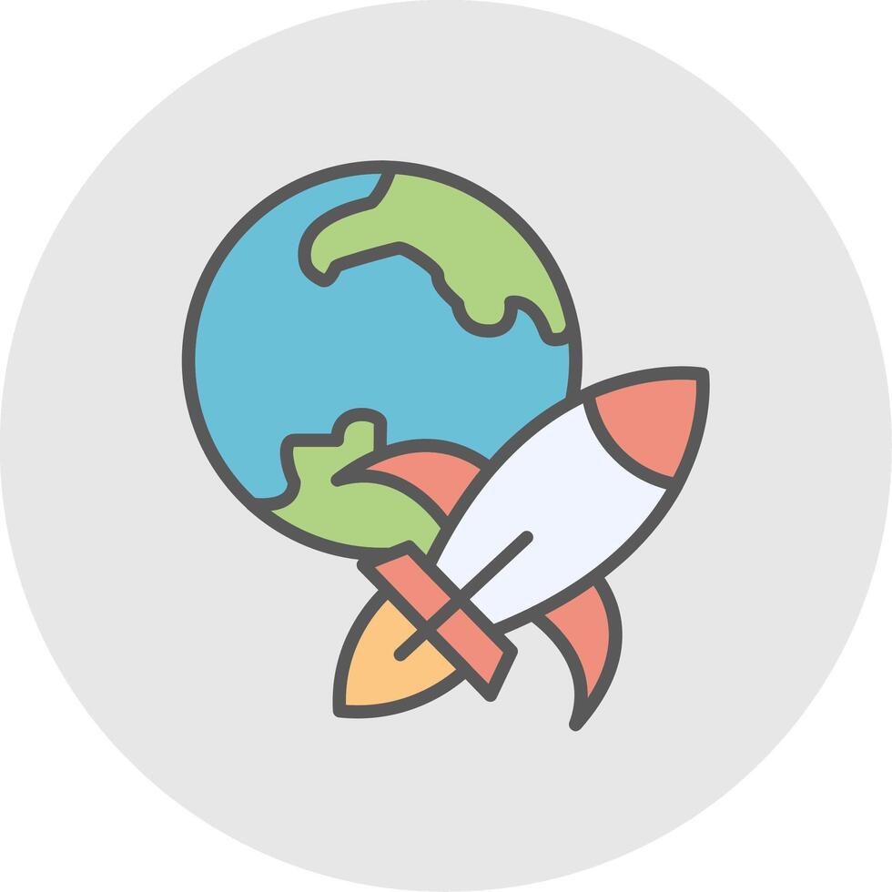 Rocket Ship Line Filled Light Icon vector