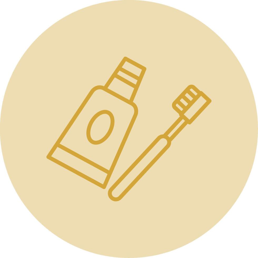 Toothpaste Line Yellow Circle Icon vector