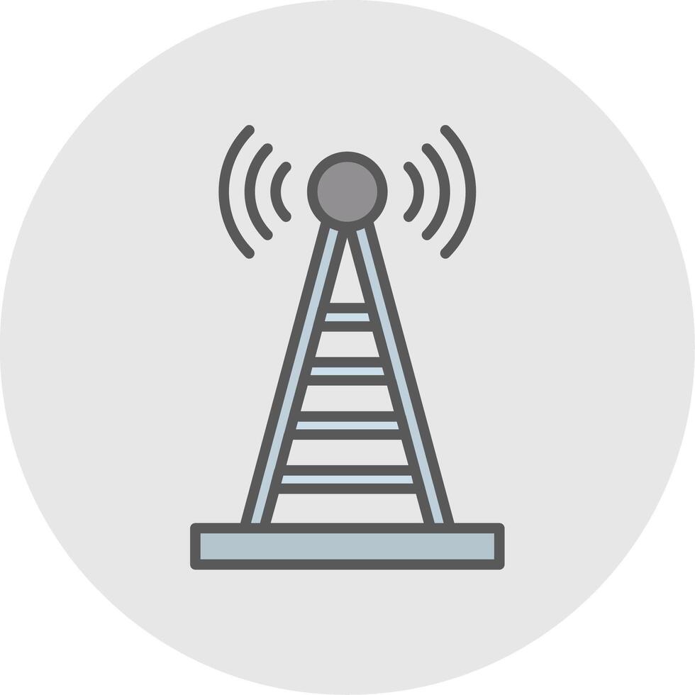 Radio Tower Line Filled Light Icon vector