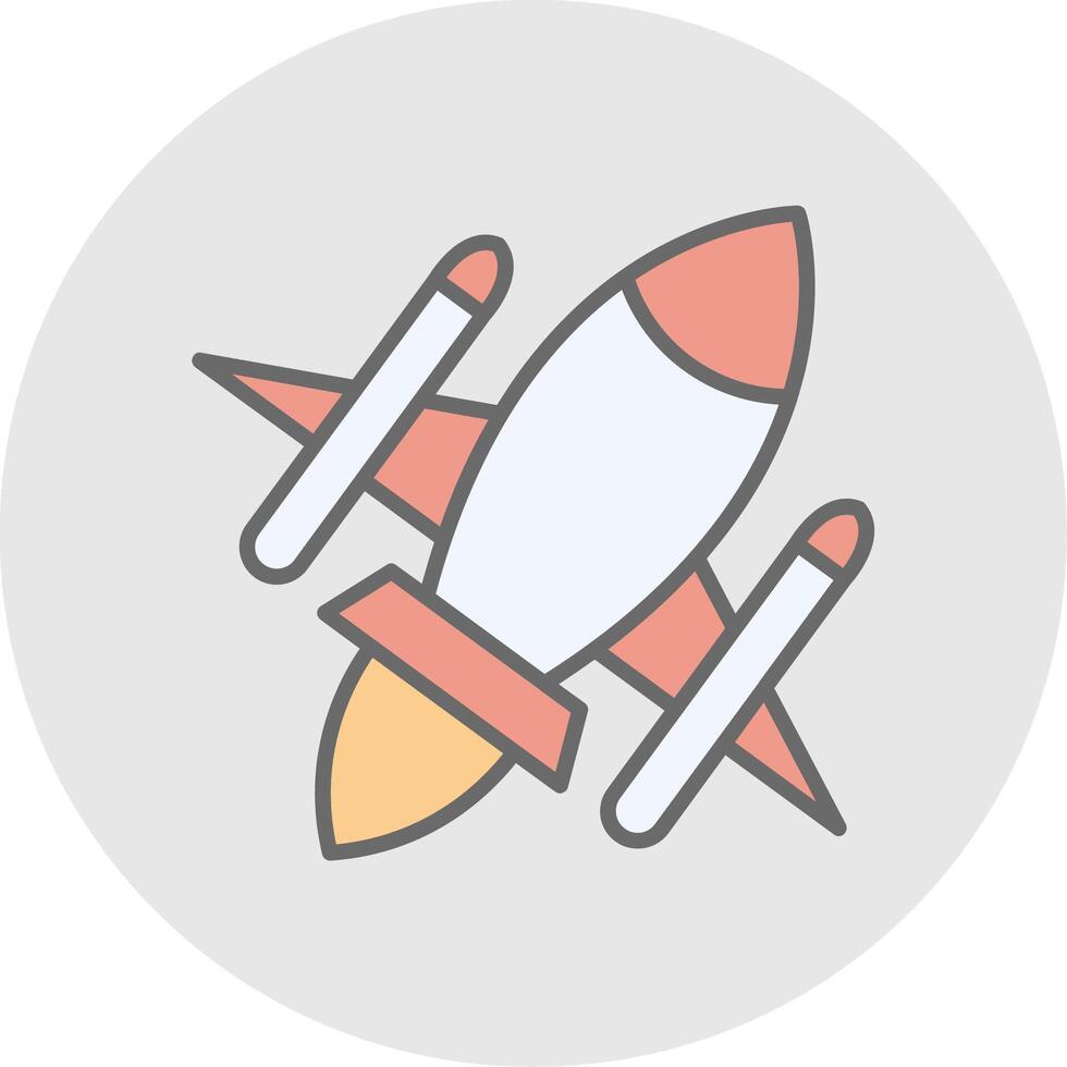 Rocket Ship Line Filled Light Icon vector