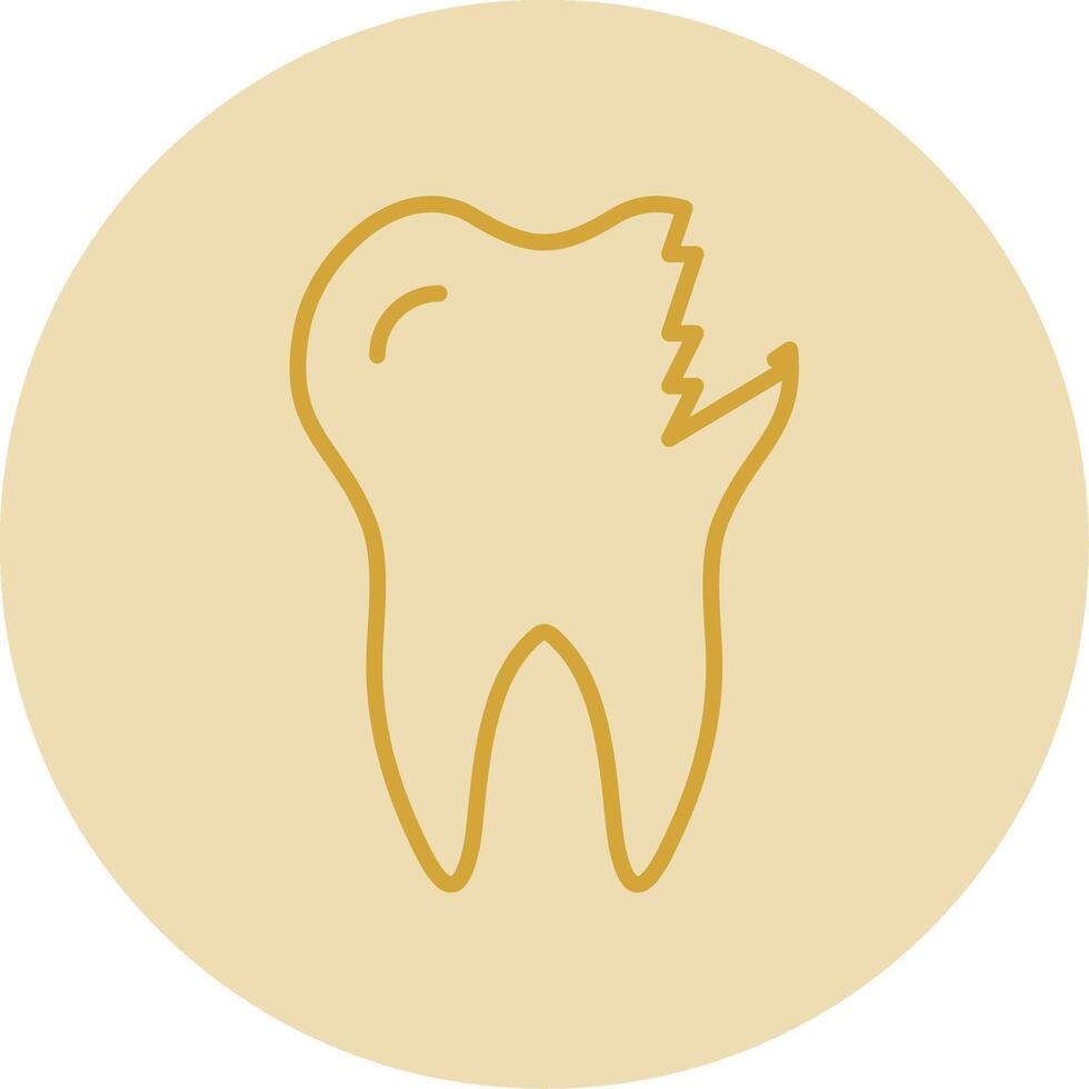 Broken Tooth Line Yellow Circle Icon vector