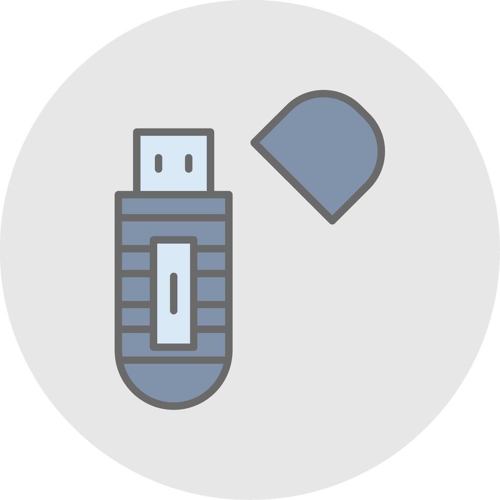 USB palo línea lleno ligero icono vector