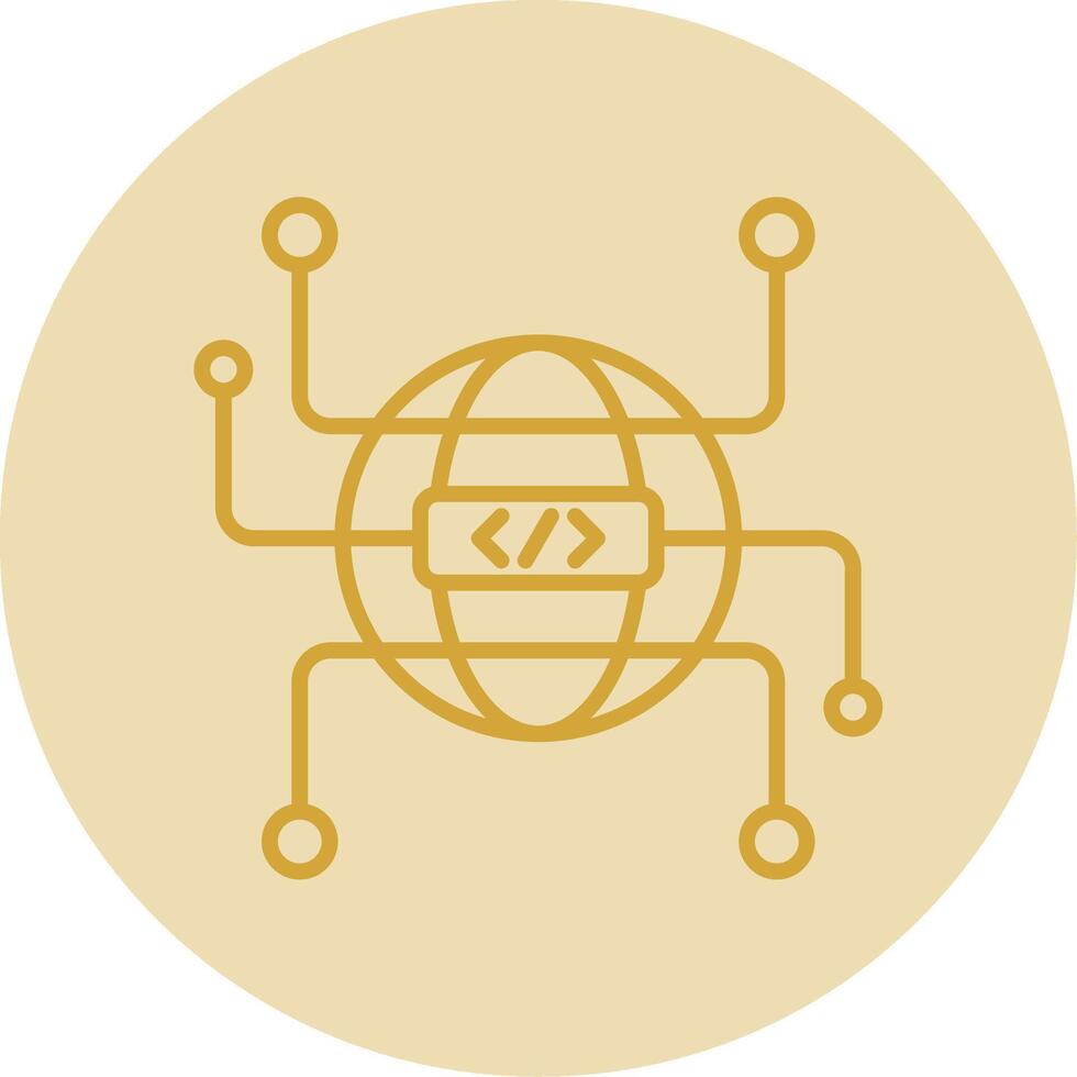 Globe Grid Line Yellow Circle Icon vector