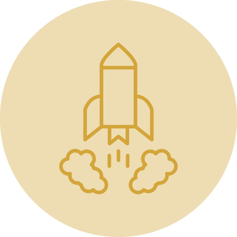 Rocket Launch Line Yellow Circle Icon vector