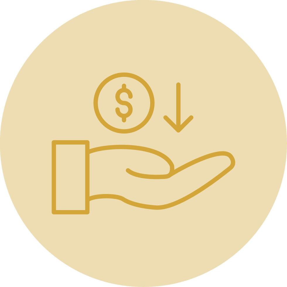 Recieve Money Line Yellow Circle Icon vector