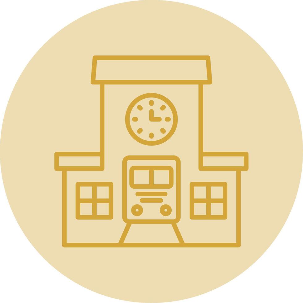 Train Station Line Yellow Circle Icon vector