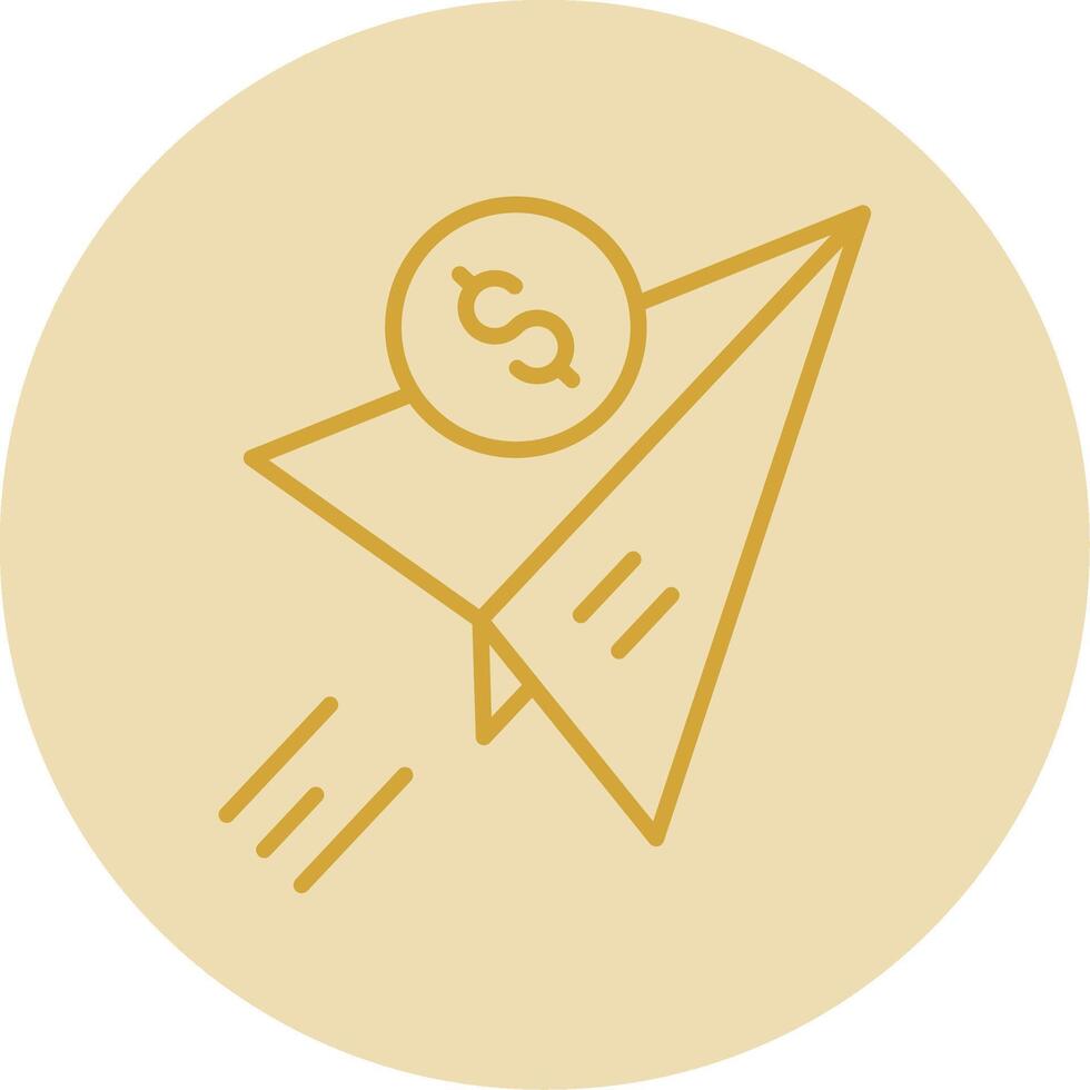 Send Money Line Yellow Circle Icon vector
