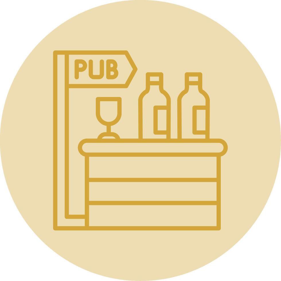 Pub Line Yellow Circle Icon vector
