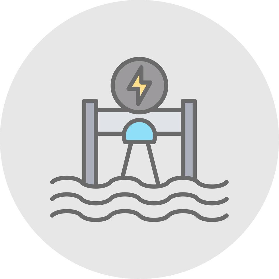 Hydroelectricity Line Filled Light Icon vector