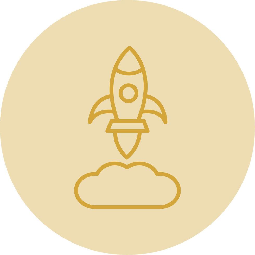 Rocket Launch Line Yellow Circle Icon vector