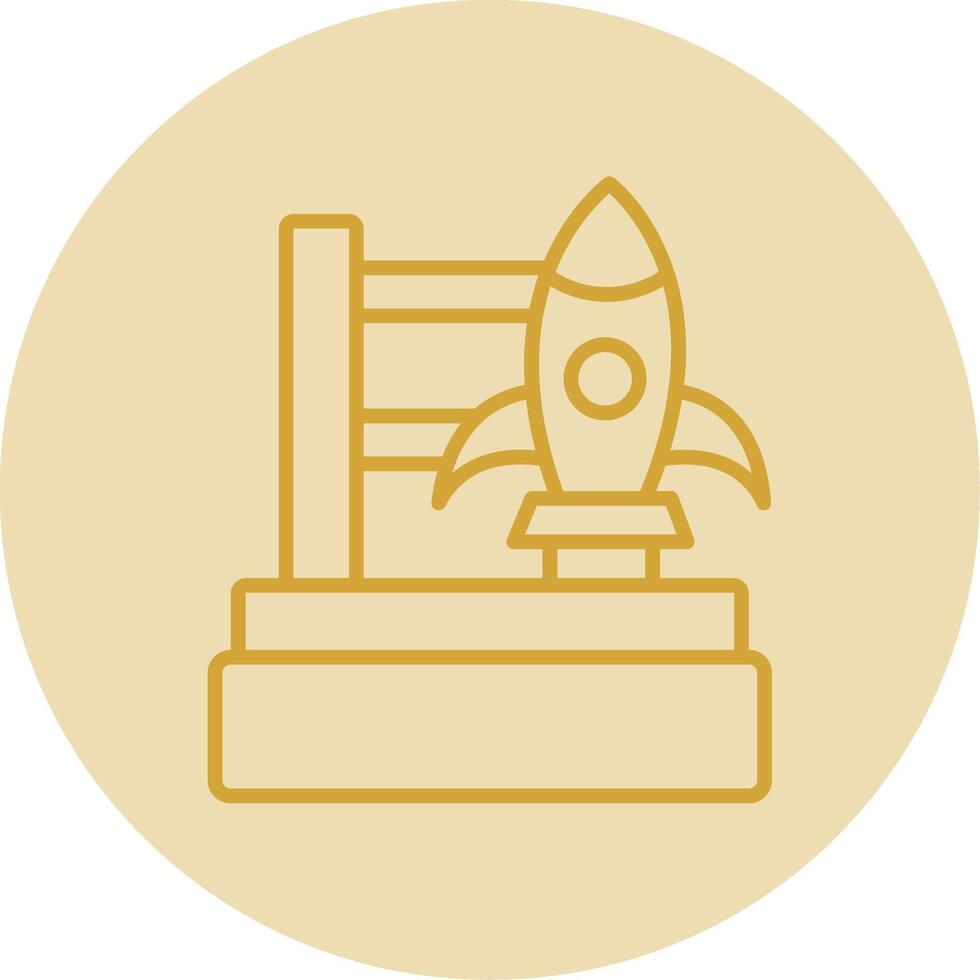 Rocket Launch Line Yellow Circle Icon vector