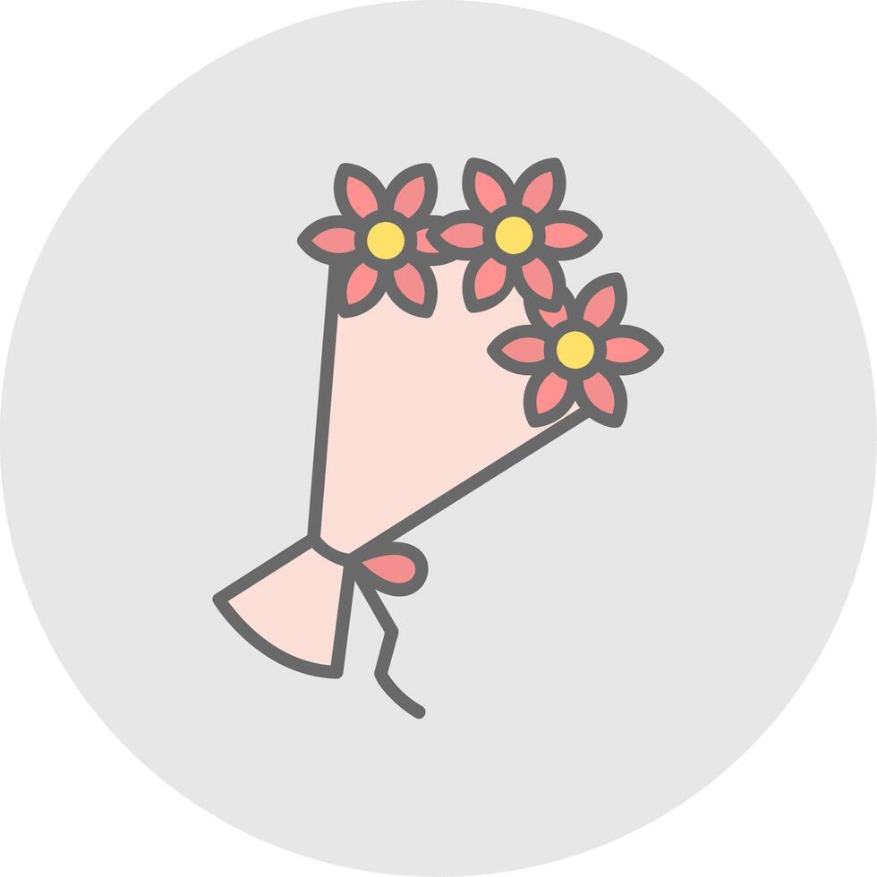 Flower Bouquet Line Filled Light Icon vector