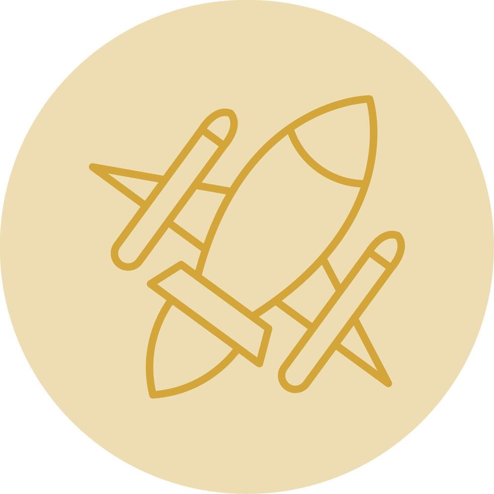 Rocket Ship Line Yellow Circle Icon vector